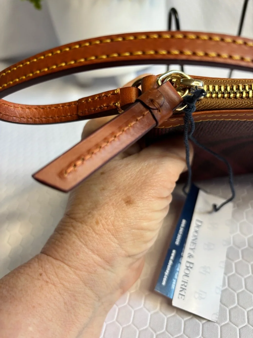 Dooney & Bourke Bordeaux and Black Plaid Bag with Leather Trim NWT - Picture 4 of 9